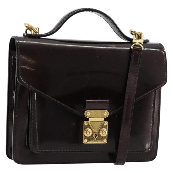 LOUIS VUITTON Vernis Monceau BB Hand Bag 2way Amarante M91580 LV Auth 101839