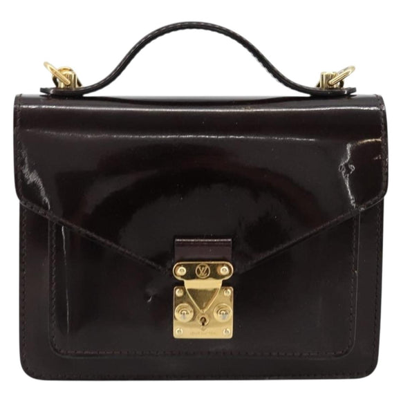 LOUIS VUITTON Vernis Monceau BB Hand Bag 2way Amarante M91580 LV Auth 101839