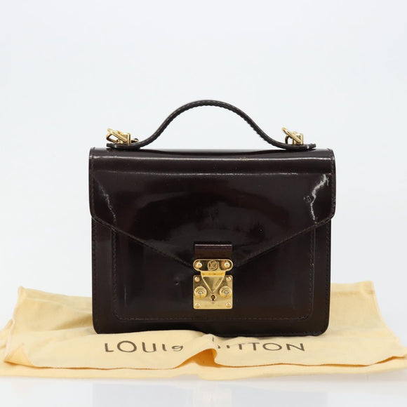 LOUIS VUITTON Vernis Monceau BB Hand Bag 2way Amarante M91580 LV Auth 101839