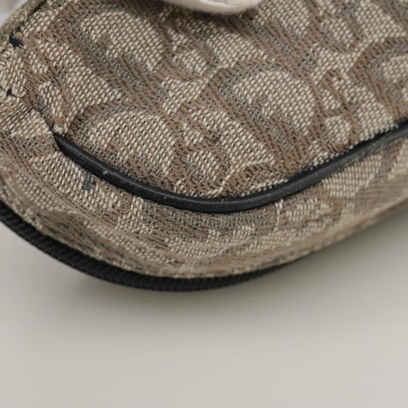 Christian Dior Trotter Canvas Saddle Pouch Navy Gold Auth 101852