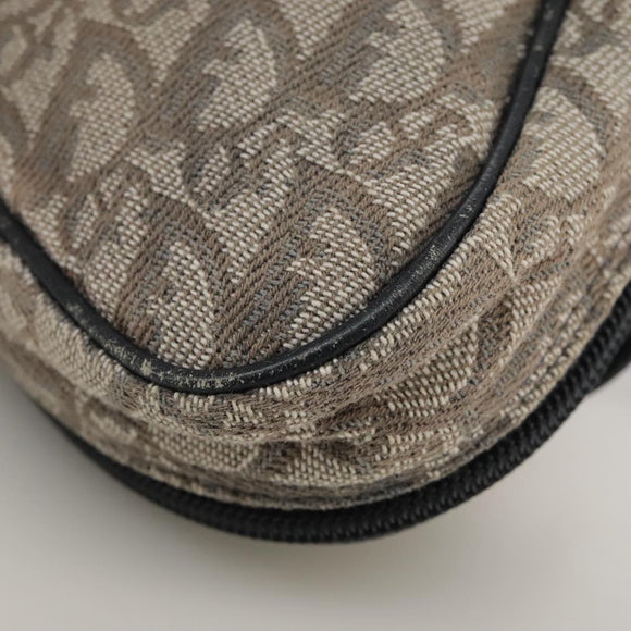 Christian Dior Trotter Canvas Saddle Pouch Navy Gold Auth 101852