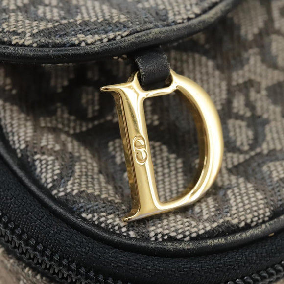 Christian Dior Trotter Canvas Saddle Pouch Navy Gold Auth 101852