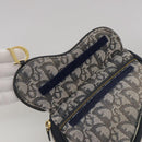 Christian Dior Trotter Canvas Saddle Pouch Navy Gold Auth 101852-8