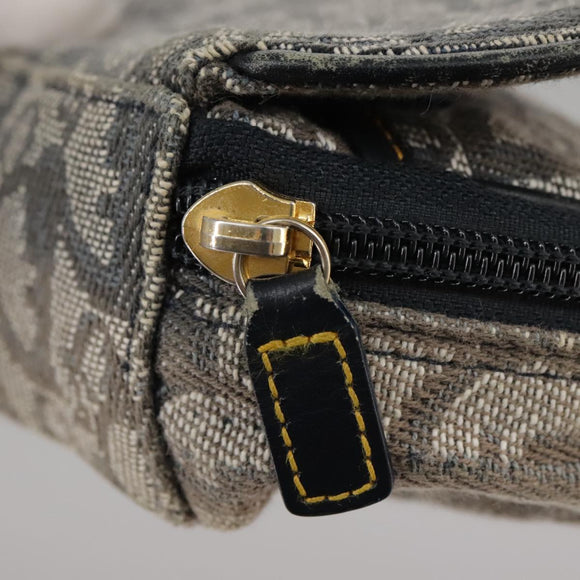 Christian Dior Trotter Canvas Saddle Pouch Navy Gold Auth 101852