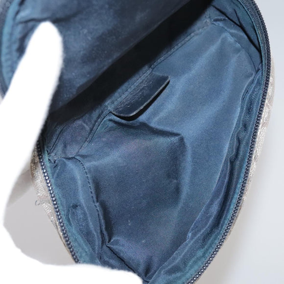 Christian Dior Trotter Canvas Saddle Pouch Navy Gold Auth 101852