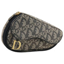 Christian Dior Trotter Canvas Saddle Pouch Navy Gold Auth 101852-1