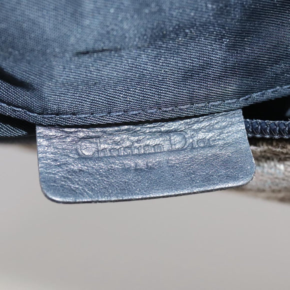 Christian Dior Trotter Canvas Saddle Pouch Navy Gold Auth 101852