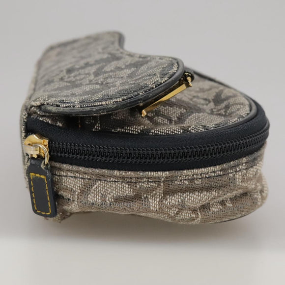 Christian Dior Trotter Canvas Saddle Pouch Navy Gold Auth 101852