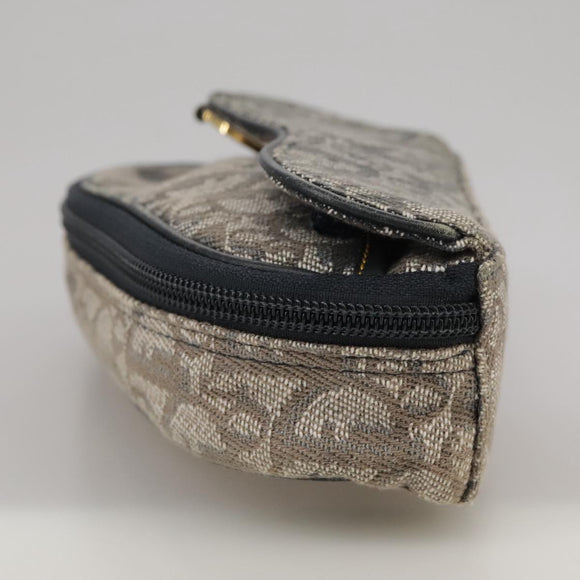 Christian Dior Trotter Canvas Saddle Pouch Navy Gold Auth 101852