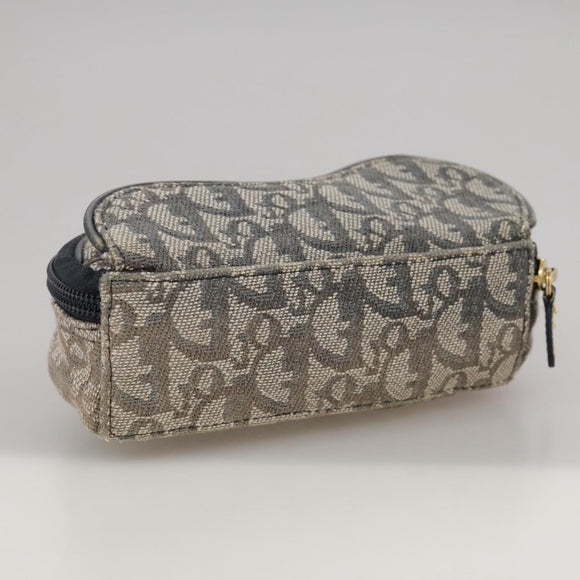 Christian Dior Trotter Canvas Saddle Pouch Navy Gold Auth 101852