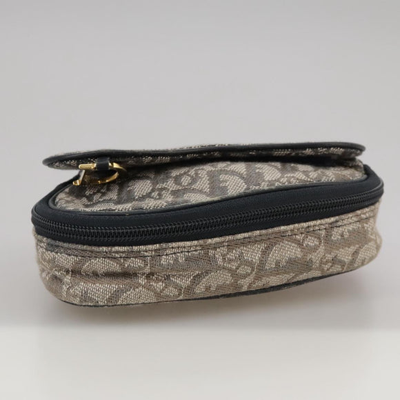 Christian Dior Trotter Canvas Saddle Pouch Navy Gold Auth 101852
