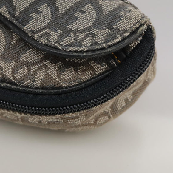 Christian Dior Trotter Canvas Saddle Pouch Navy Gold Auth 101852