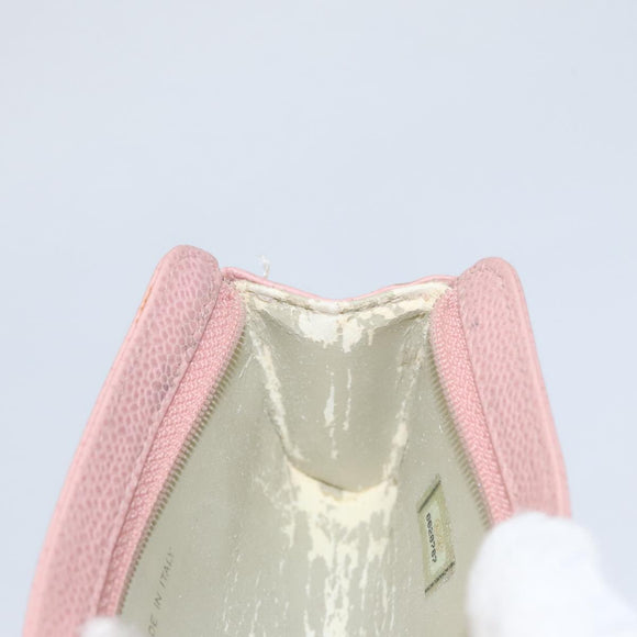 CHANEL Pouch Caviar Skin Pink Gold CC Auth 101855