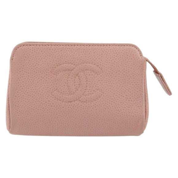 CHANEL Etui Kaviaarleer Roze Goud CC Auth 101855