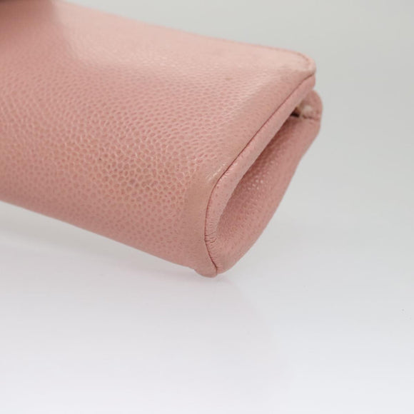 CHANEL Pouch Caviar Skin Pink Gold CC Auth 101855