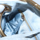 PRADA Hand Bag Leather Light Blue Gold Auth 101859V-22