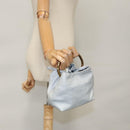 PRADA Hand Bag Leather Light Blue Gold Auth 101859V-24