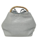 PRADA Hand Bag Leather Light Blue Gold Auth 101859V-13