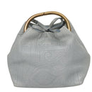 PRADA Hand Bag Leather Light Blue Gold Auth 101859V-2