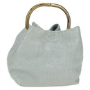 PRADA Hand Bag Leather Light Blue Gold Auth 101859V-25