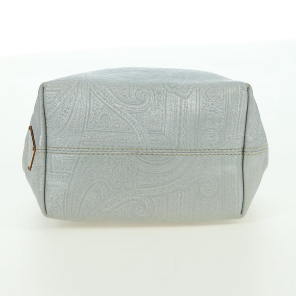 PRADA Hand Bag Leather Light Blue Gold Auth 101859V