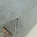PRADA Hand Bag Leather Light Blue Gold Auth 101859V-35