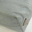 PRADA Hand Bag Leather Light Blue Gold Auth 101859V-38