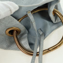 PRADA Hand Bag Leather Light Blue Gold Auth 101859V-41