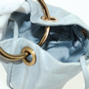 PRADA Hand Bag Leather Light Blue Gold Auth 101859V-43