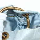 PRADA Hand Bag Leather Light Blue Gold Auth 101859V-45