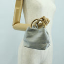 PRADA Hand Bag Leather Light Blue Gold Auth 101859V-49