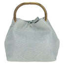 PRADA Hand Bag Leather Light Blue Gold Auth 101859V-27