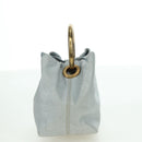PRADA Hand Bag Leather Light Blue Gold Auth 101859V-29