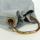 PRADA Hand Bag Leather Light Blue Gold Auth 101859V-30