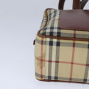 BURBERRY Nova Check Hand Bag PVC Leather Beige Auth 101860-9
