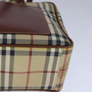 BURBERRY Nova Check Hand Bag PVC Leather Beige Auth 101860-14