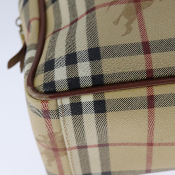 BURBERRY Nova Check Hand Bag PVC Leather Beige Auth 101860