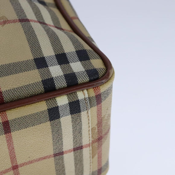 BURBERRY Nova Check Hand Bag PVC Leather Beige Auth 101860