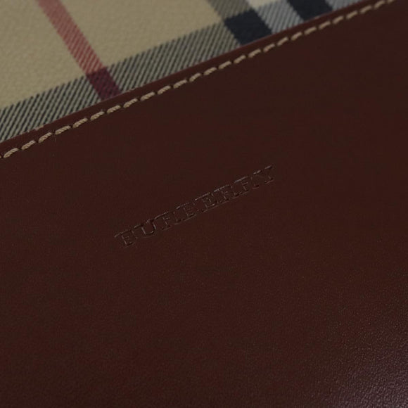 BURBERRY Nova Check Hand Bag PVC Leather Beige Auth 101860