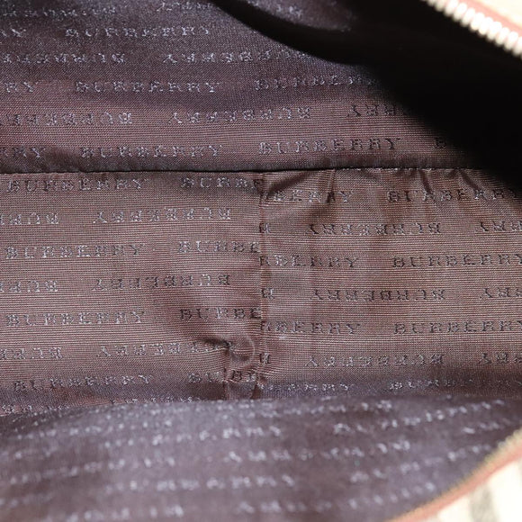 BURBERRY Nova Check Hand Bag PVC Leather Beige Auth 101860