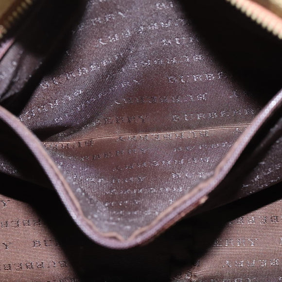 BURBERRY Nova Check Hand Bag PVC Leather Beige Auth 101860