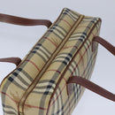 BURBERRY Nova Check Hand Bag PVC Leather Beige Auth 101860-6