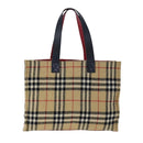 Burberrys Nova Check Hand Bag cotton Beige Auth 101866-13