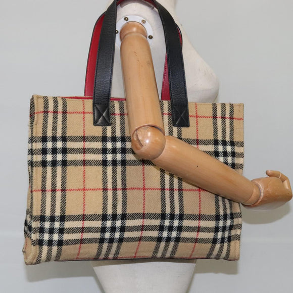 Burberrys Nova Check Hand Bag cotton Beige Auth 101866