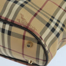 BURBERRY Nova Check Hand Bag PVC Leather Beige Auth 101879-9