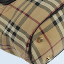 BURBERRY Nova Check Hand Bag PVC Leather Beige Auth 101879-16