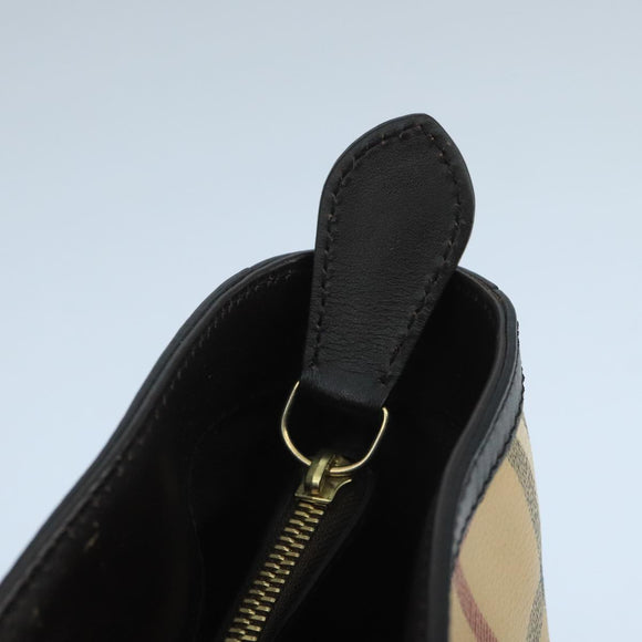 BURBERRY Nova Check Hand Bag PVC Leather Beige Auth 101879
