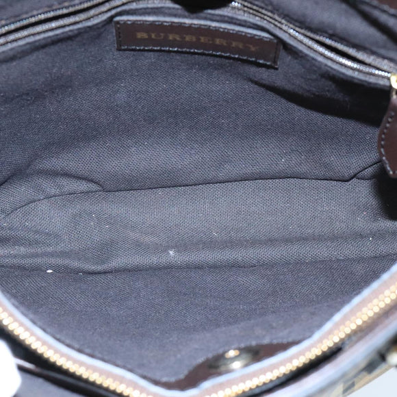 BURBERRY Nova Check Hand Bag PVC Leather Beige Auth 101879