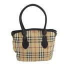 BURBERRY Nova Check Hand Bag PVC Leather Beige Auth 101879-2