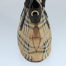 BURBERRY Nova Check Hand Bag PVC Leather Beige Auth 101879-3
